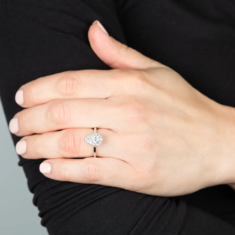 Luminesce Lab Grown 18ct White Gold 1 Carat Diamond Pear Halo Ring Shiels