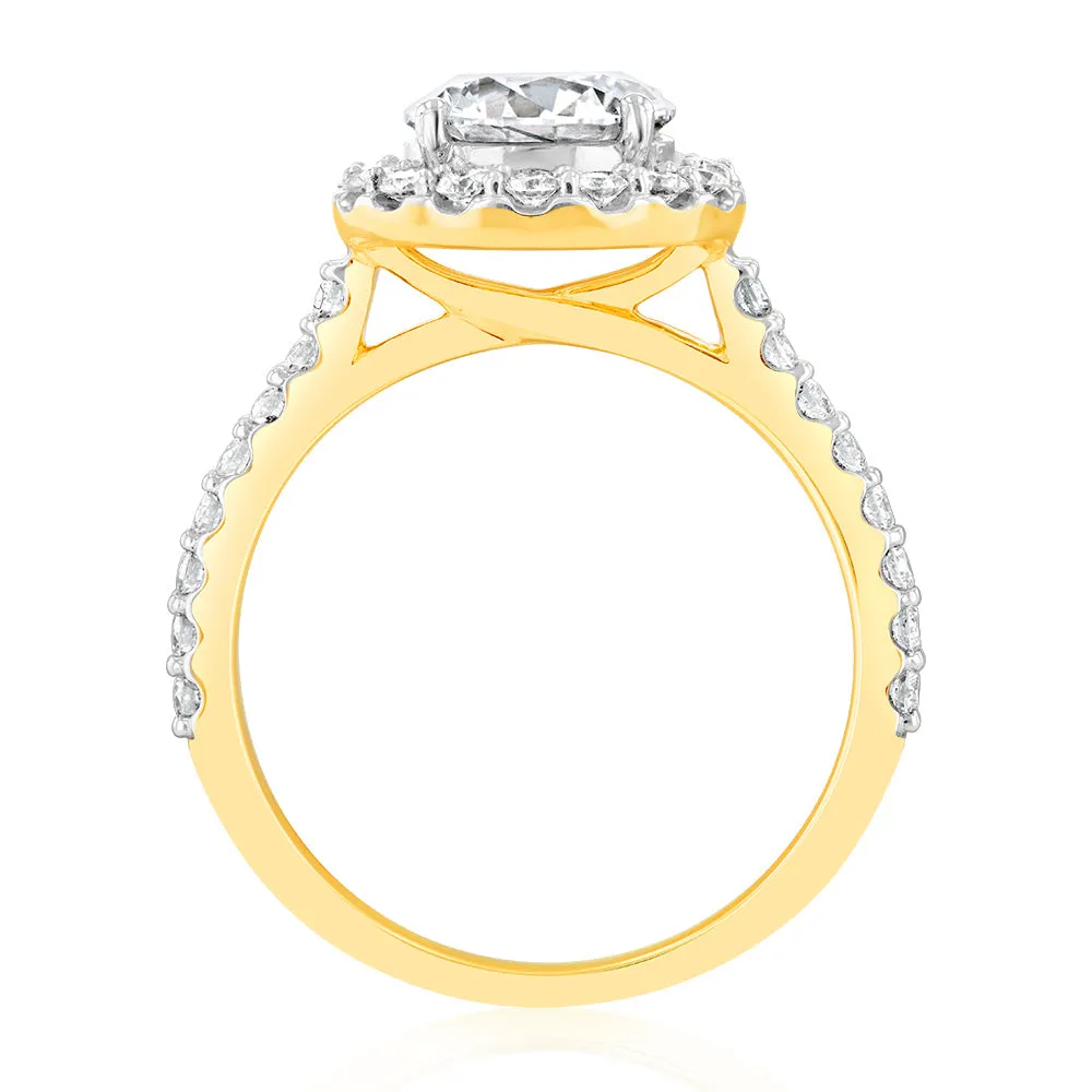 Luminesce Lab Grown 18ct Yellow Gold 2 Carat TW 1.5 Carat Certified Diamond Engagement Ring Shiels