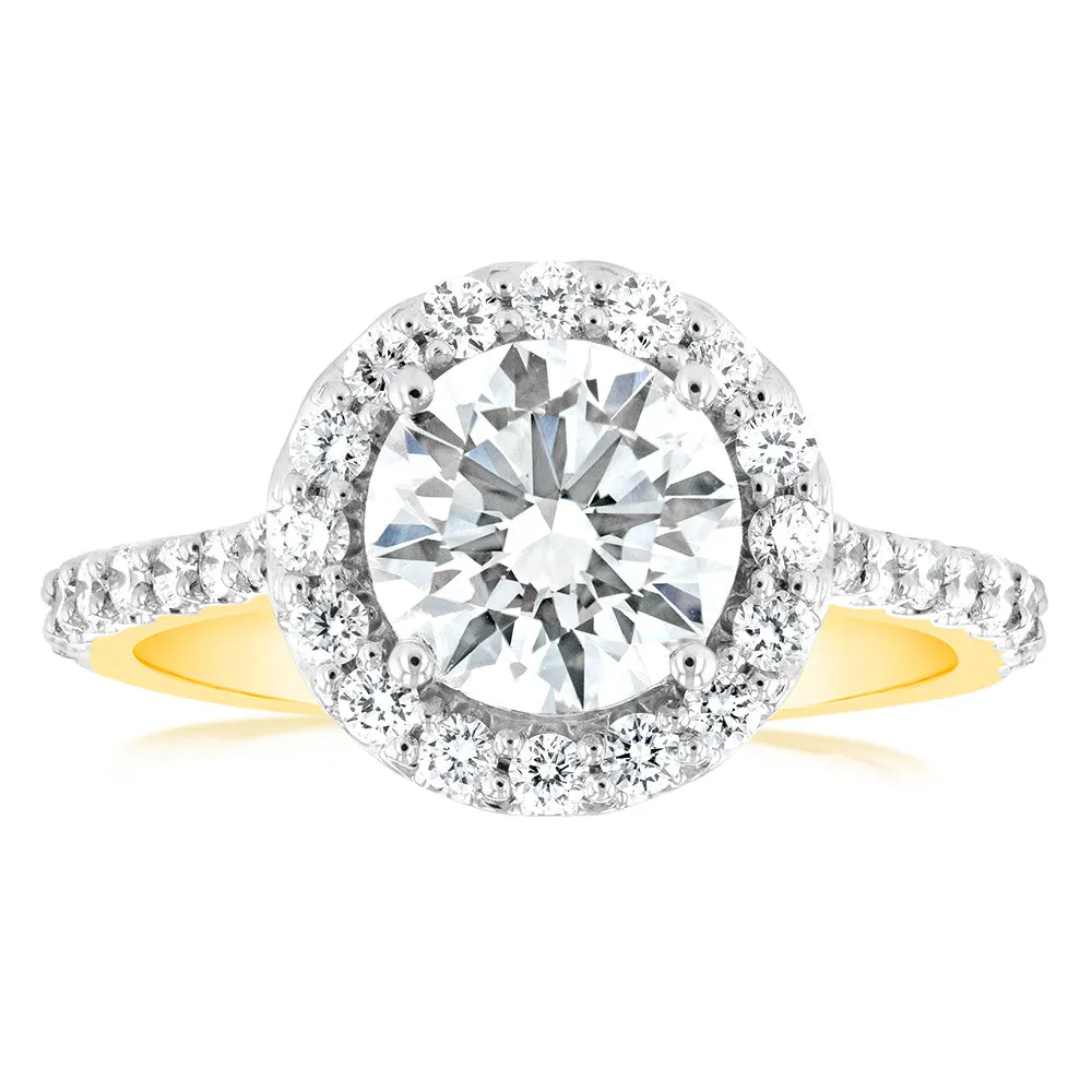Luminesce Lab Grown 18ct Yellow Gold 2 Carat TW 1.5 Carat Certified Diamond Engagement Ring Shiels