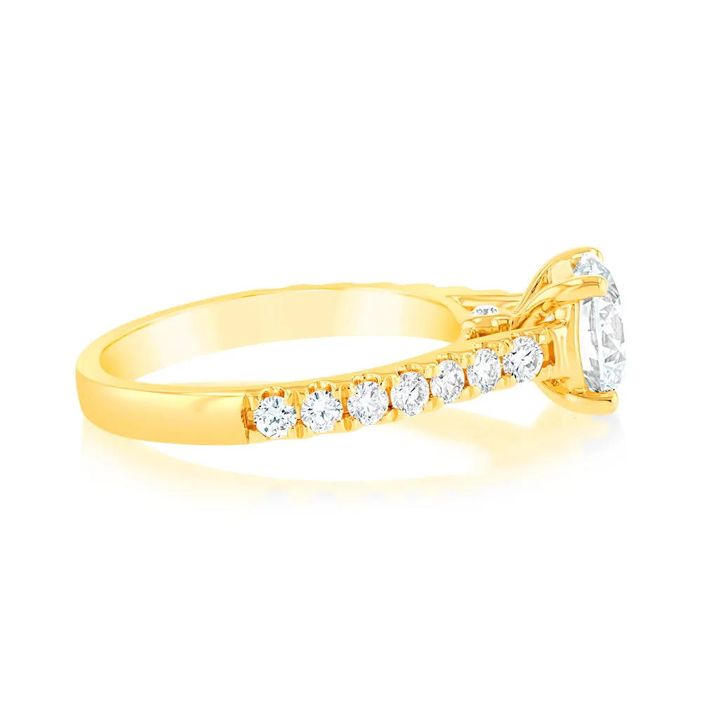 Luminesce Lab Grown  2 Carat Diamond Engagement Ring with 1.5 Carat Certified Centre Diamond in 18ct Yellow Gold Shiels