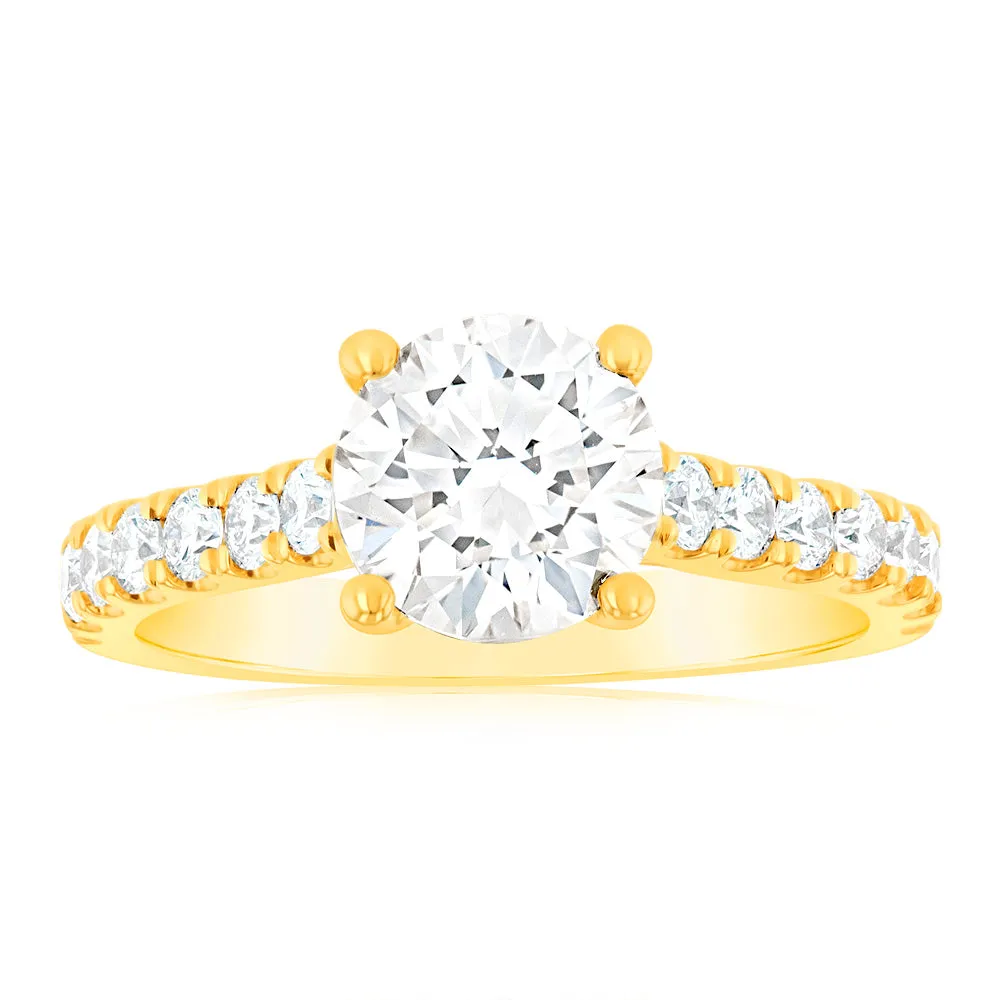 Luminesce Lab Grown  2 Carat Diamond Engagement Ring with 1.5 Carat Certified Centre Diamond in 18ct Yellow Gold Shiels