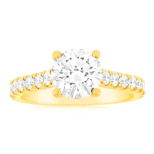Luminesce Lab Grown  2 Carat Diamond Engagement Ring with 1.5 Carat Certified Centre Diamond in 18ct Yellow Gold Shiels