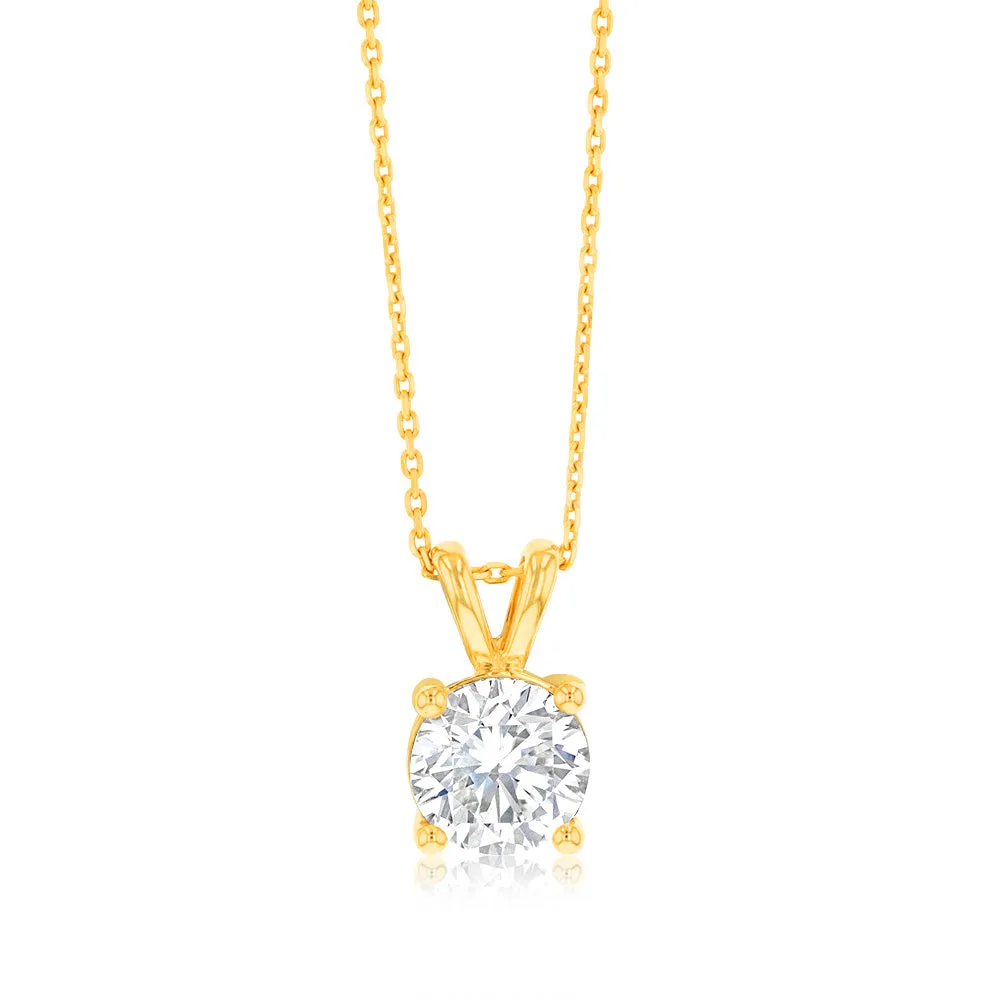 Luminesce Lab Grown 2 Carat Solitaire Diamond Pendant with Adjustable Chain in  9ct Yellow Gold Shiels