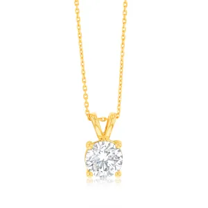 Luminesce Lab Grown 2 Carat Solitaire Diamond Pendant with Adjustable Chain in  9ct Yellow Gold Shiels