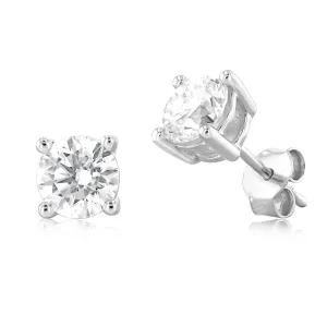 Luminesce Lab Grown 2 Carat Solitaire Diamond Stud Earrings in Sterling Silver Shiels
