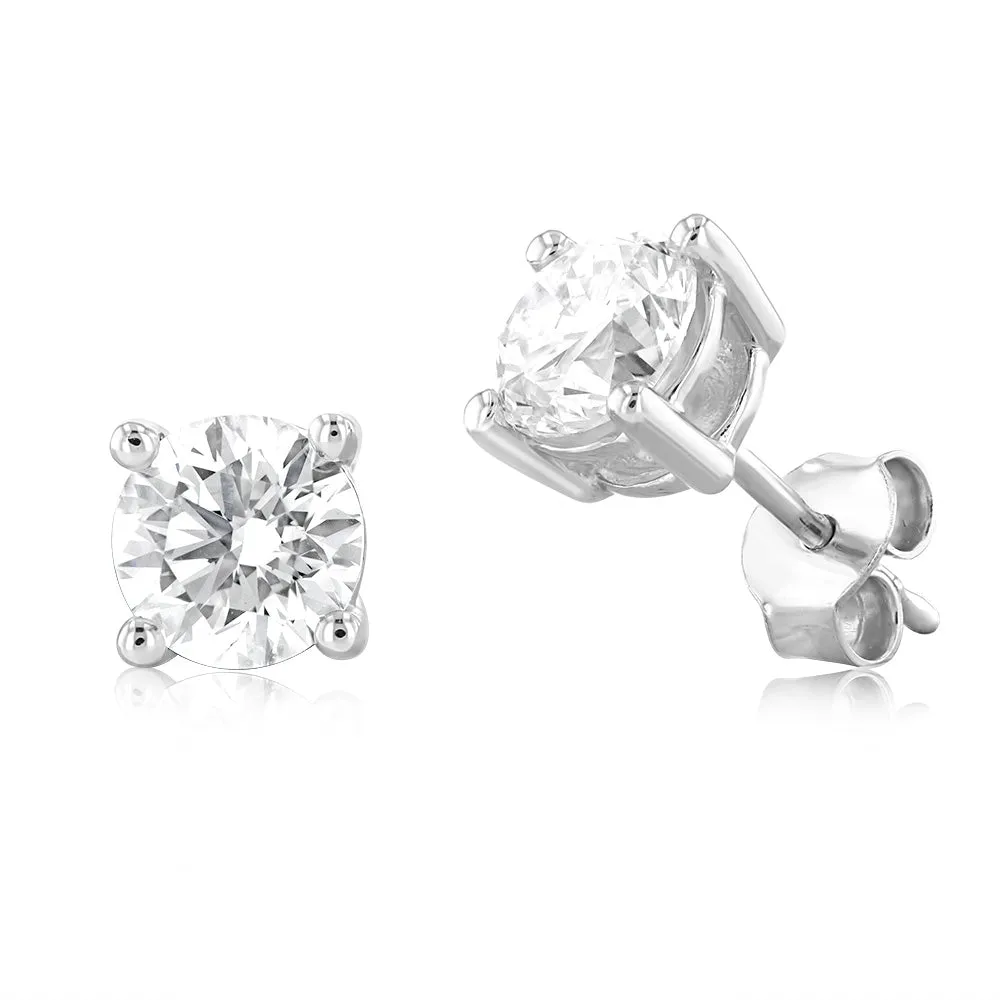 Luminesce Lab Grown 2 Carat Solitaire Diamond Stud Earrings in Sterling Silver Shiels