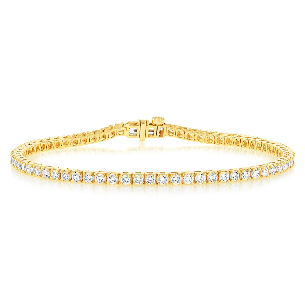 Luminesce Lab Grown 3 Carat Diamond Tennis Bracelet in 9ct Yellow Gold Shiels