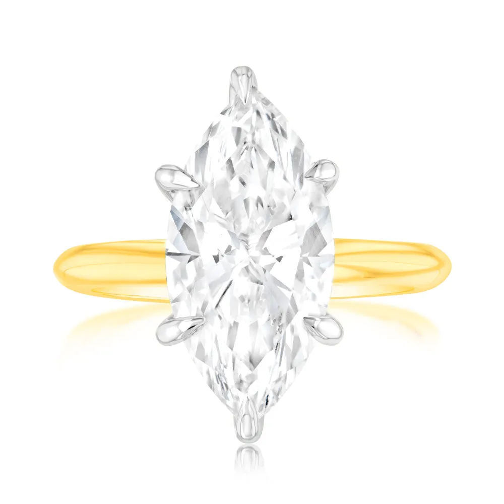 Luminesce Lab Grown 4 Carats Certified Marquise Diamond Engagement Ring in 18ct Yellow Gold Shiels