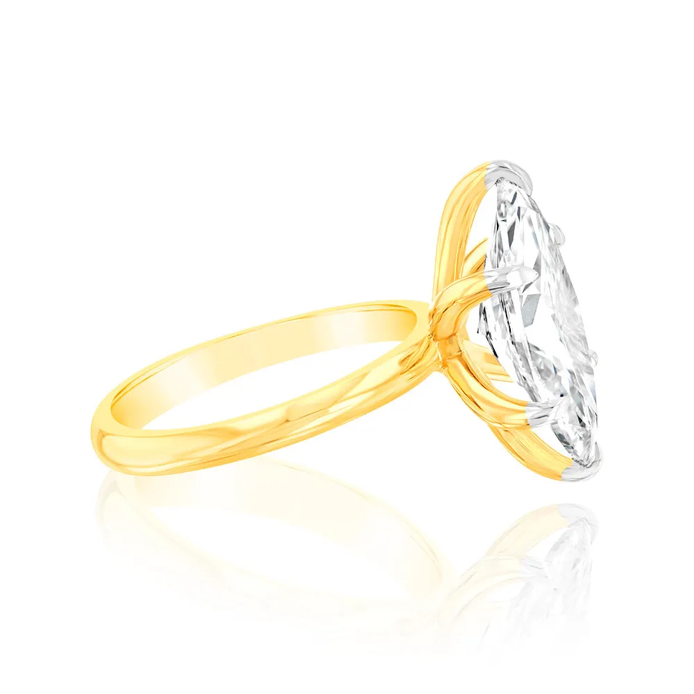 Luminesce Lab Grown 4 Carats Certified Marquise Diamond Engagement Ring in 18ct Yellow Gold Shiels