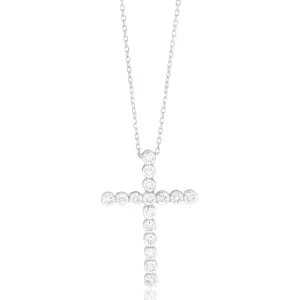 Luminesce Lab Grown 9ct White Gold 0.95 Carat Diamond Cross Pendant Shiels
