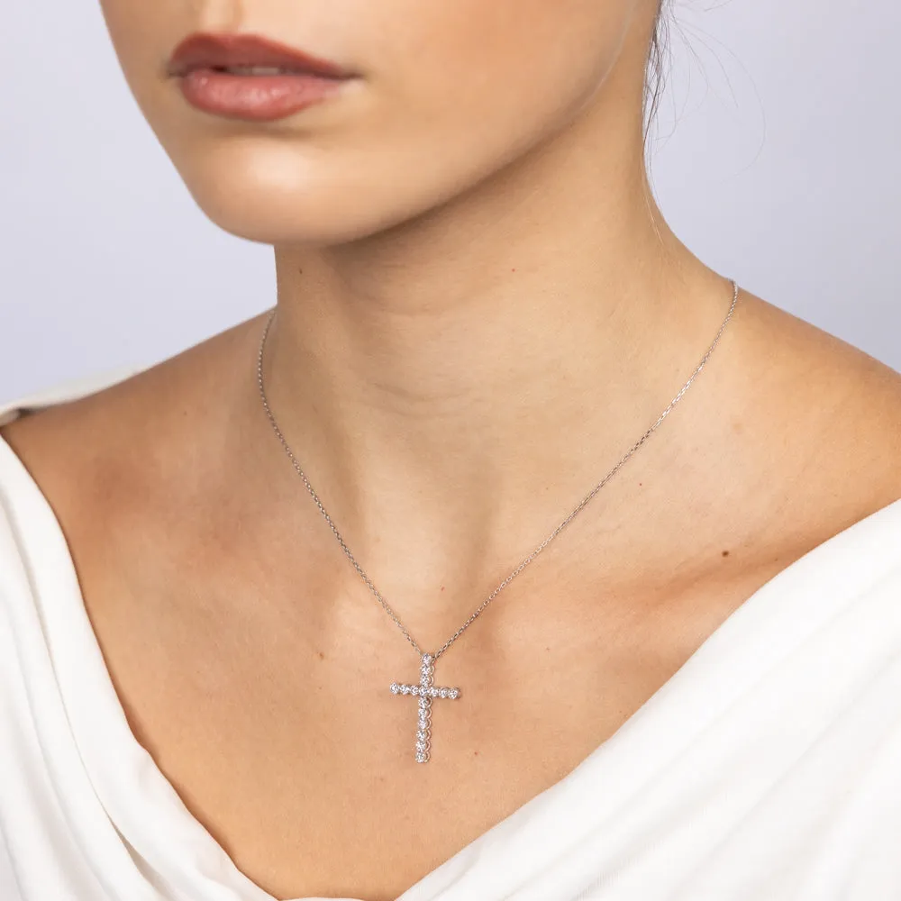 Luminesce Lab Grown 9ct White Gold 0.95 Carat Diamond Cross Pendant Shiels