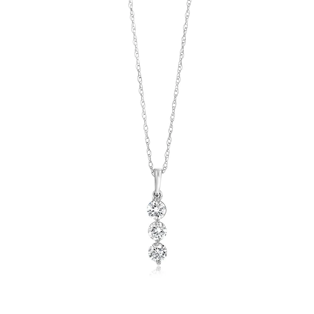 Luminesce Lab Grown 9ct White Gold 1/3 Carat Diamond 3-Stone Pendant on 45cm Chain Shiels
