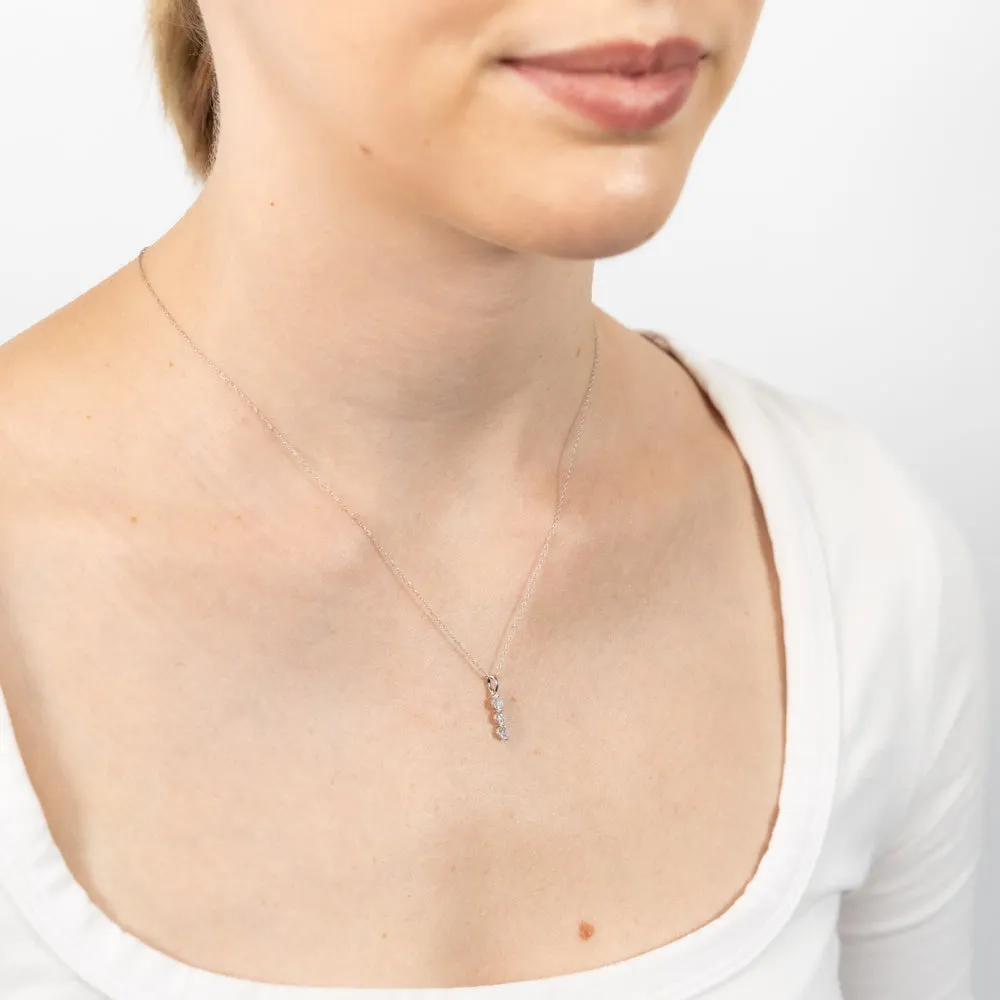 Luminesce Lab Grown 9ct White Gold 1/3 Carat Diamond 3-Stone Pendant on 45cm Chain Shiels