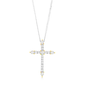 Luminesce Lab Grown 9ct Yellow Gold 1/10 Carat Cross Diamond Pendant Shiels