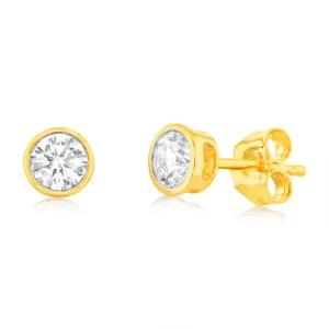 Luminesce Lab Grown 9ct Yellow Gold 1/2 Carat Diamond Bezel Set Earrings Shiels