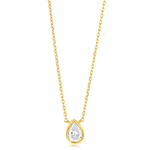 Luminesce Lab Grown 9ct Yellow Gold 1/5 Carat Diamond Pear Shaped Bezel Pendant Shiels