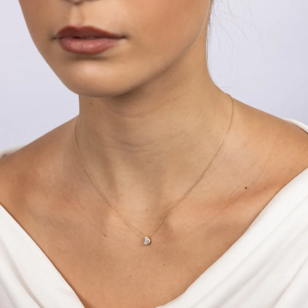 Luminesce Lab Grown 9ct Yellow Gold 1/5 Carat Diamond Pear Shaped Bezel Pendant Shiels
