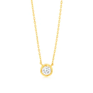 Luminesce Lab Grown 9ct Yellow Gold 1/5 Carat Diamond Round Shaped Bezel Pendant Shiels