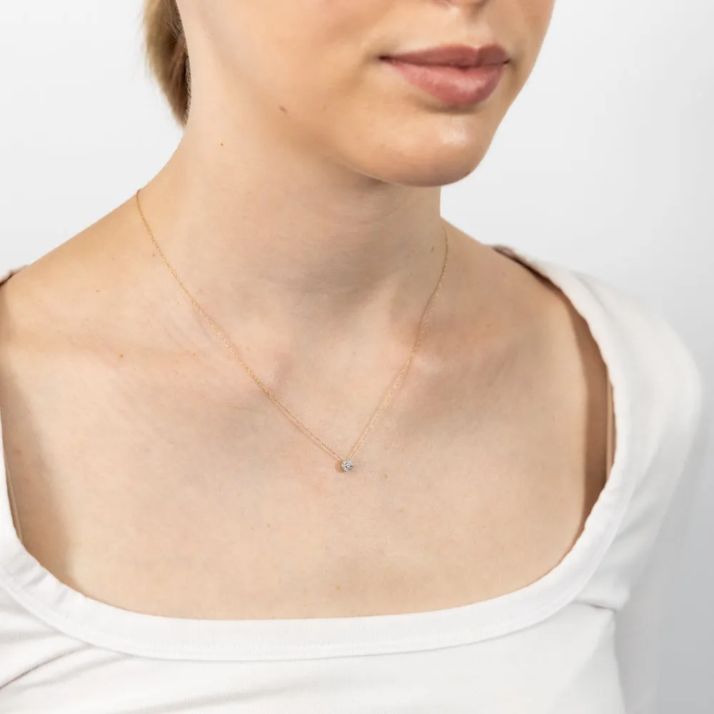 Luminesce Lab Grown 9ct Yellow Gold Diamond Halo Pendant on 45cm Chain Shiels