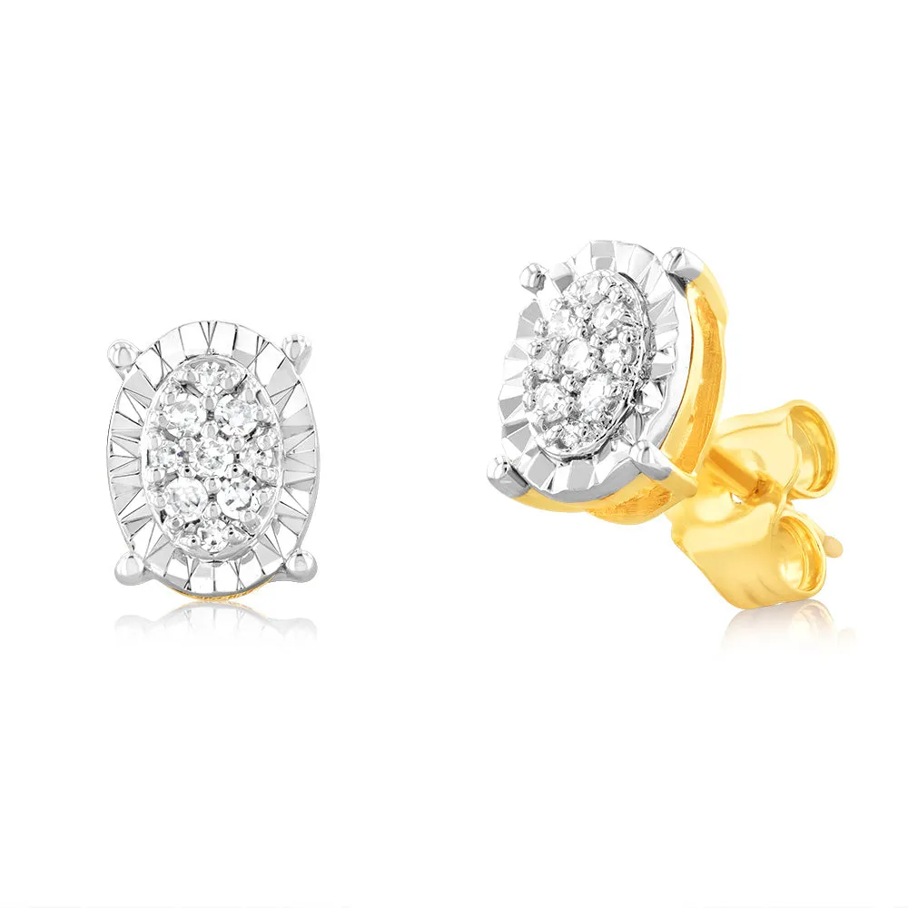 Luminesce Lab Grown 9ct Yellow Gold Oval Diamond Earrings Shiels