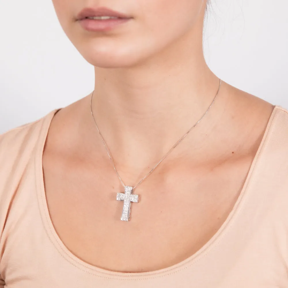 Luminesce Lab Grown Cross Pendant with Silver Slider Chain in 42 Diamonds Shiels