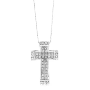 Luminesce Lab Grown Cross Pendant with Silver Slider Chain in 42 Diamonds Shiels