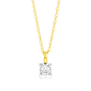 Luminesce Lab Grown Diamond Solitaire Pendant in 9ct Yellow Gold With Chain Shiels