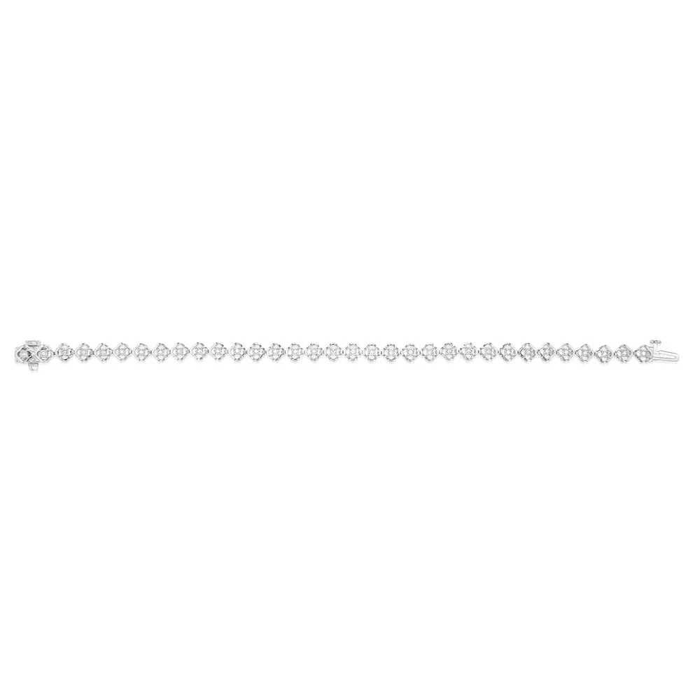 Luminesce Lab Grown Flower Shaped 1/5 Carat Diamond Bracelet in Sterling Silver Shiels