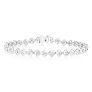 Luminesce Lab Grown Flower Shaped 1/5 Carat Diamond Bracelet in Sterling Silver Shiels