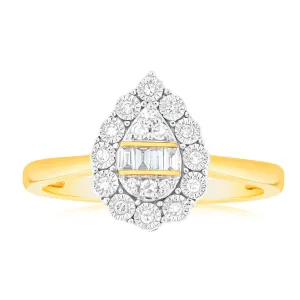 Luminesce Lab Grown Pear Shape 0.12Ct Diamond Ring in 9ct Yellow Gold Shiels