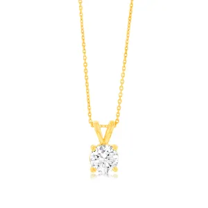 Luminesce Lab Grown Solitaire 1.5Ct Diamond Pendant in 9ct Yellow Gold with Adjustable Chain Shiels