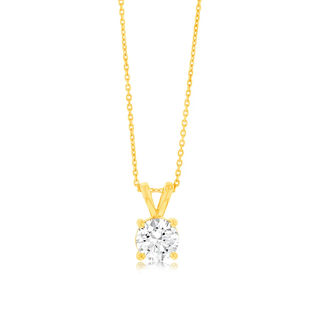 Luminesce Lab Grown Solitaire 1.5Ct Diamond Pendant in 9ct Yellow Gold with Adjustable Chain Shiels