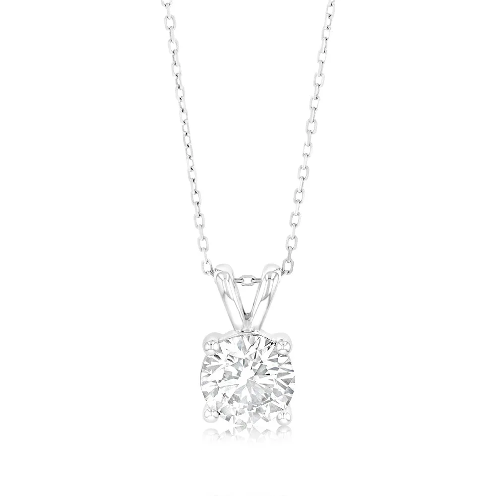 Luminesce Lab Grown Solitaire 2Ct Diamond Pendant in 9ct White Gold with Adjustable Chain Shiels