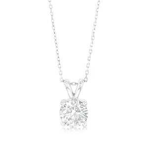 Luminesce Lab Grown Solitaire 2Ct Diamond Pendant in 9ct White Gold with Adjustable Chain Shiels