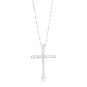 Luminesce Lab Grown Sterling Silver 1/6 Carat Cross Diamond Pendant 45cm Chain Included Shiels