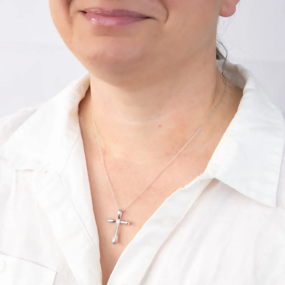 Luminesce Lab Grown Sterling Silver 1/6 Carat Cross Diamond Pendant 45cm Chain Included Shiels