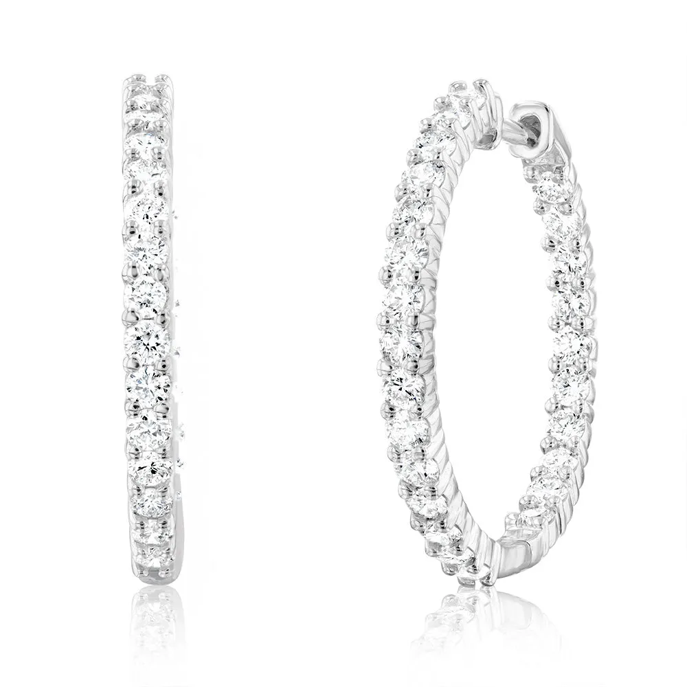 Luminesce Lab Grown Sterling Silver 2 Carat Diamond Hoop Earrings Shiels