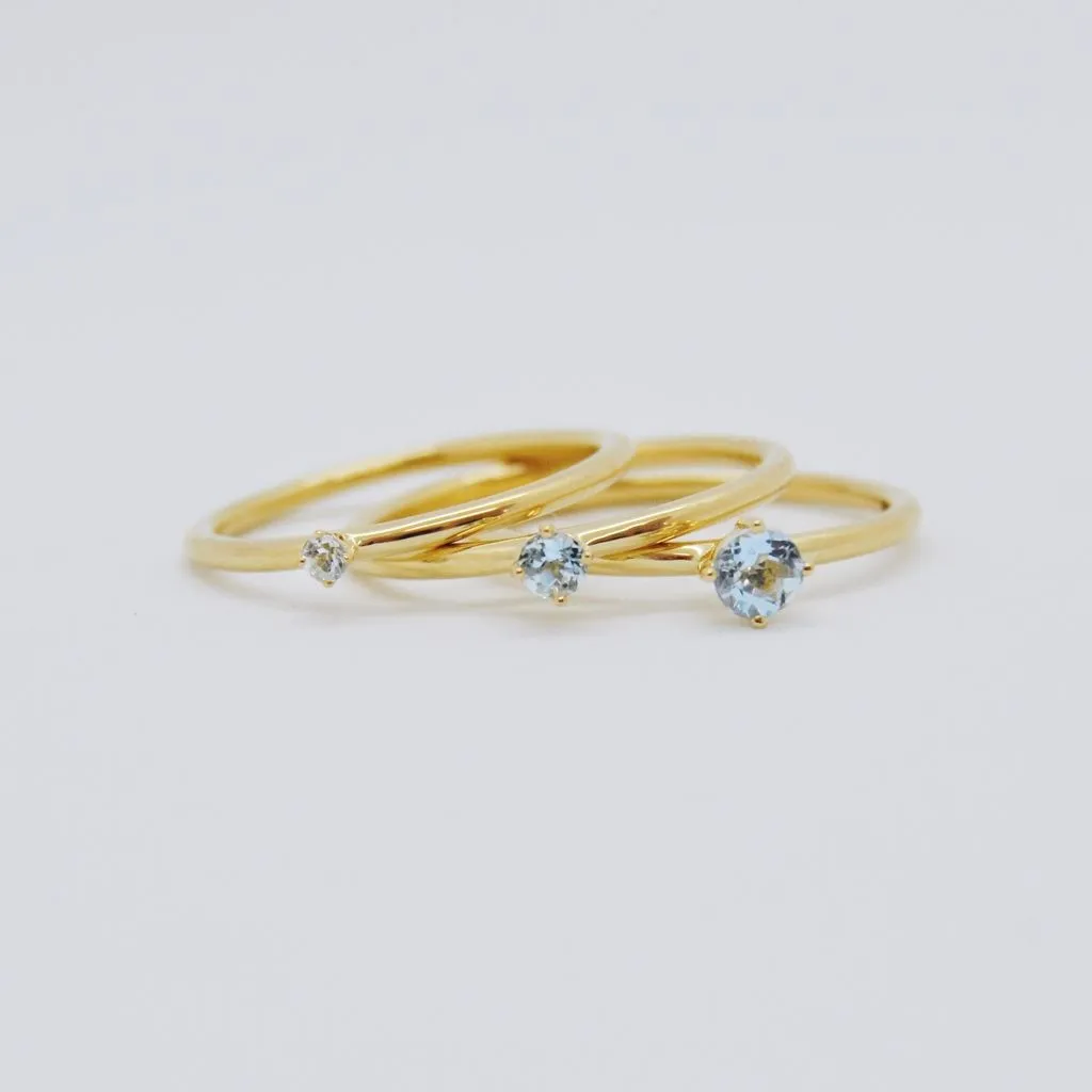 Malene 3.5 Blue 14K Gold Ring w. Aquamarine