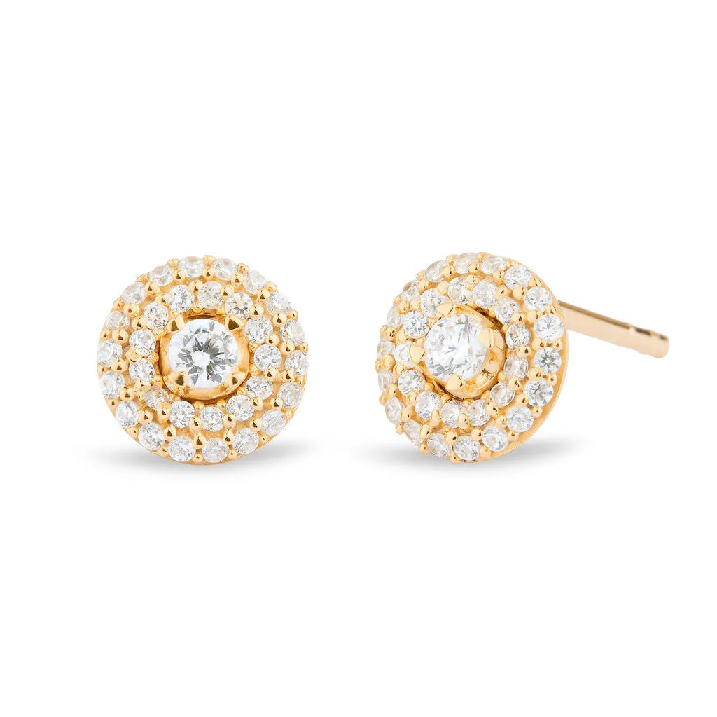 Matiné 18K Gold Studs w. 64 Diamonds