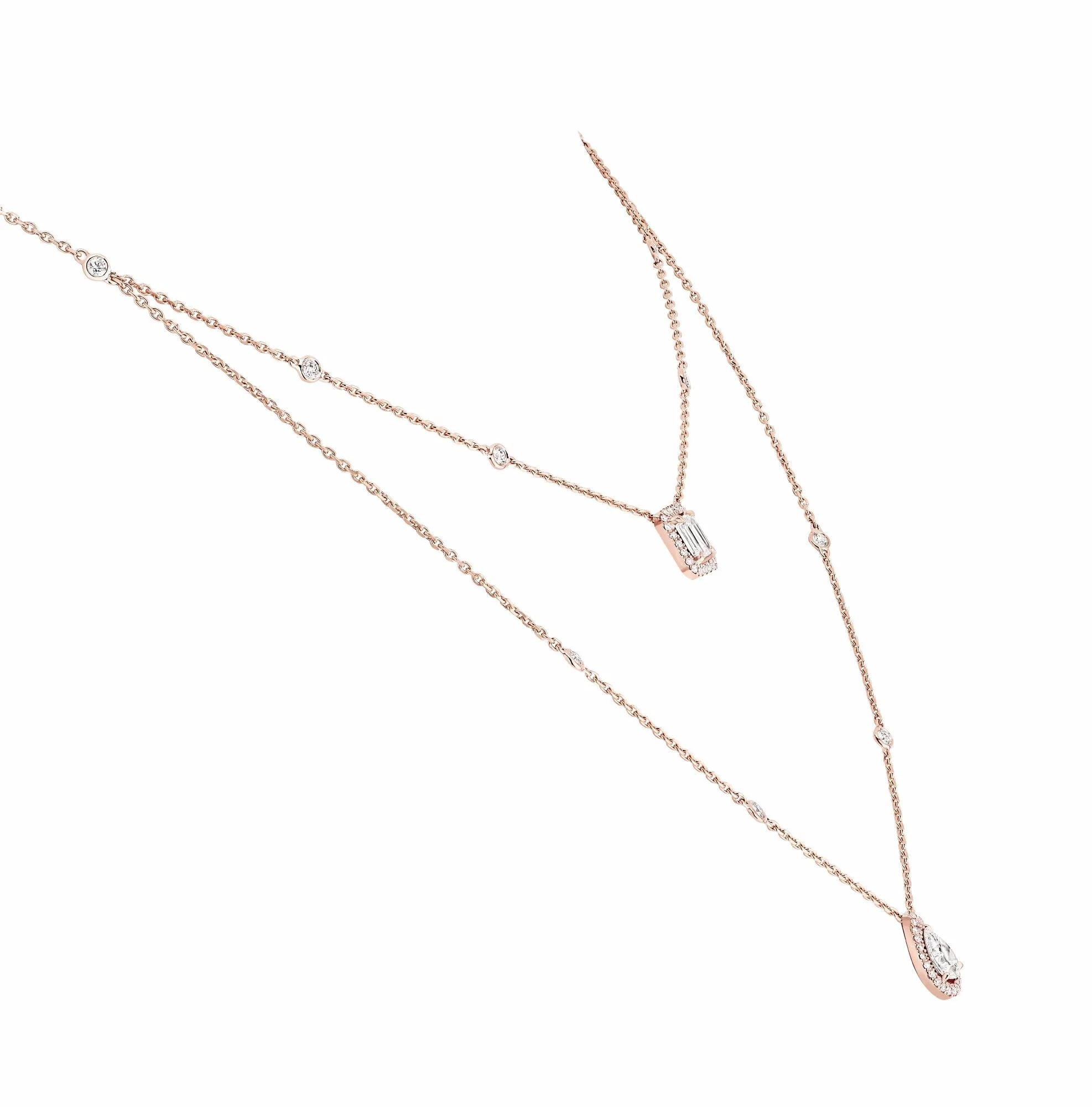 Messika My Twin 18ct Rose Gold 1.24ct Diamond Two Row Necklace