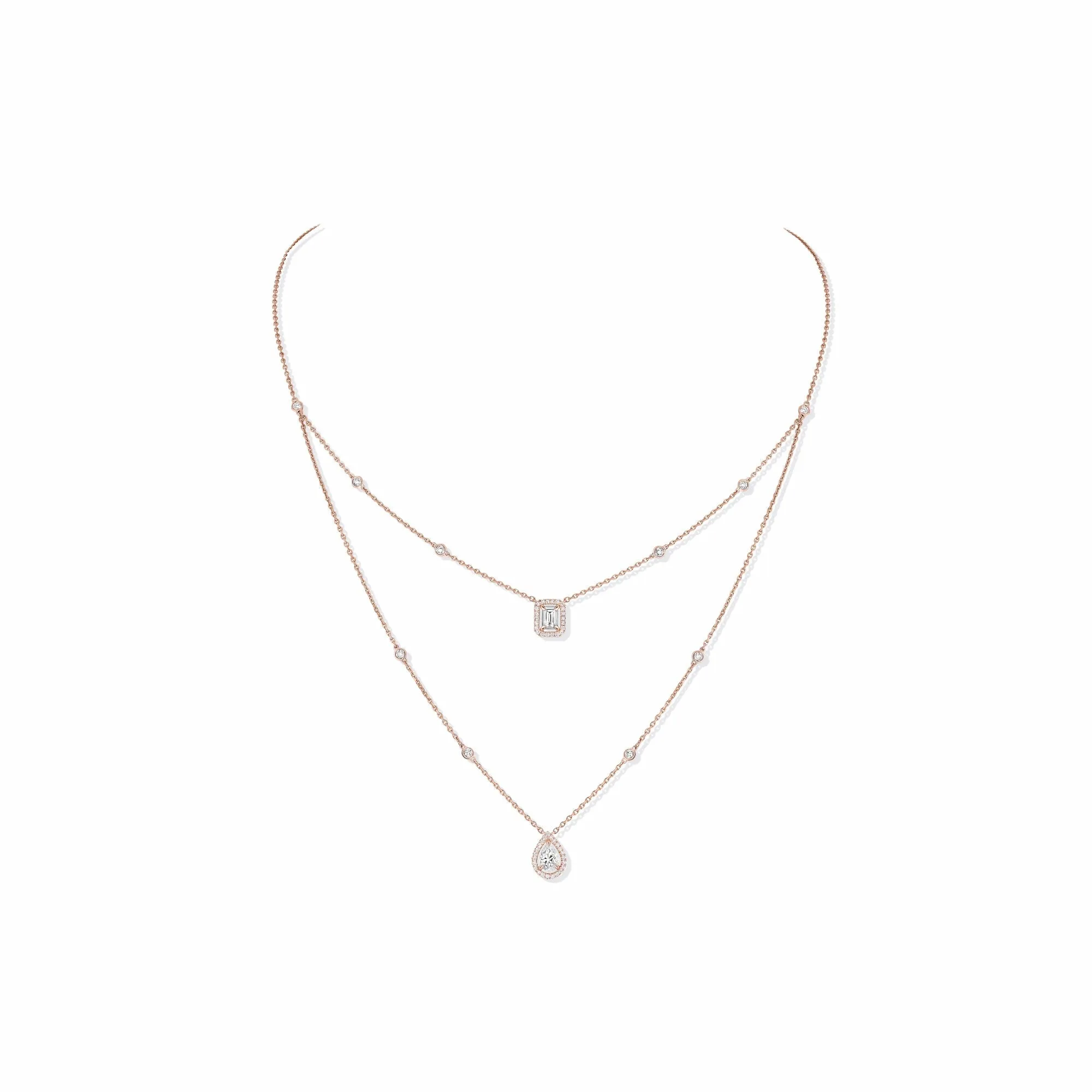 Messika My Twin 18ct Rose Gold 1.24ct Diamond Two Row Necklace