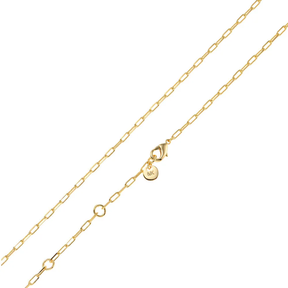 Michael Kors 14ct Yellow Gold Plated Brass Black Onyx Dog Tag Pendant with Chain Shiels