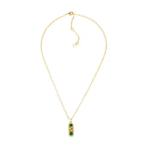 Michael Kors 14ct Yellow Gold Plated Brass Malachite Acetate Dog Tag Pendant with Chain Shiels