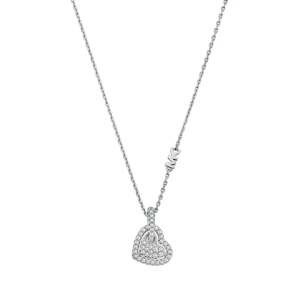 Michael Kors Sterling Silver Pave Heart Pendant On Chain Shiels