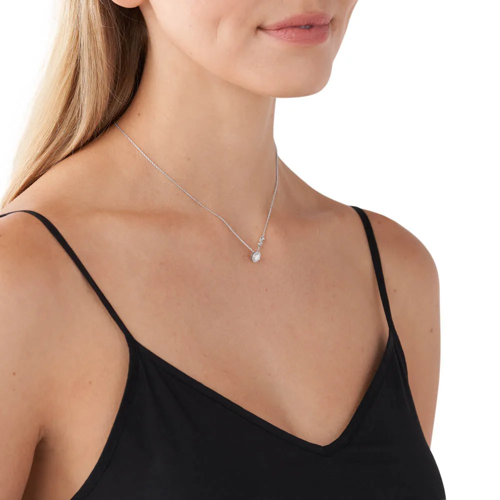 Michael Kors Sterling Silver Premium CZ Round Pendant with Chain Shiels