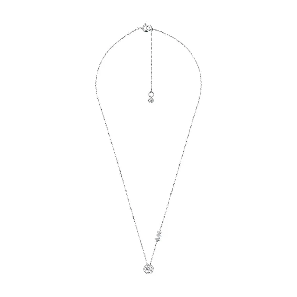 Michael Kors Sterling Silver Premium CZ Round Pendant with Chain Shiels