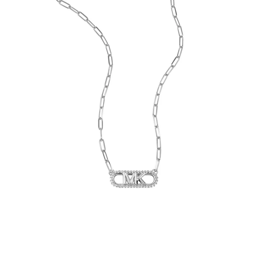 Michael Kors Sterling Silver Premium Pave Empire Link Pendant With Chain Shiels