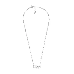 Michael Kors Sterling Silver Premium Pave Empire Link Pendant With Chain Shiels