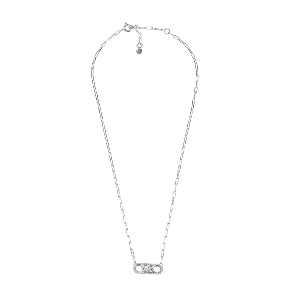 Michael Kors Sterling Silver Premium Pave Empire Link Pendant With Chain Shiels