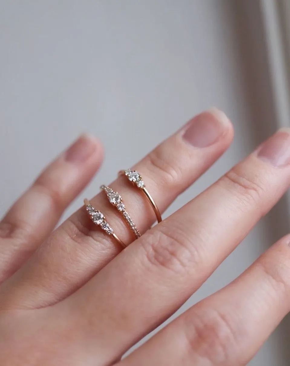 Mini Edith 18K Gold, Whitegold or Rosegold Ring w. Diamonds